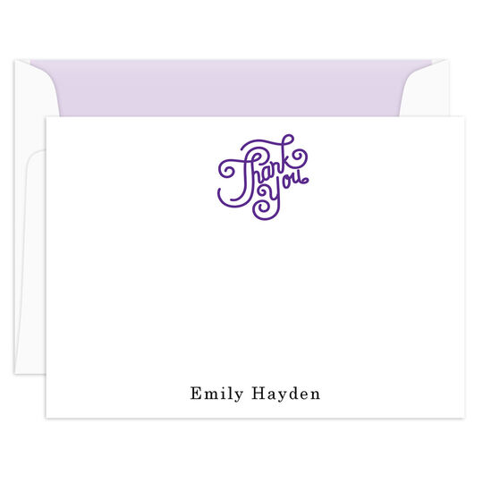 Script Flat Thank You Note Cards